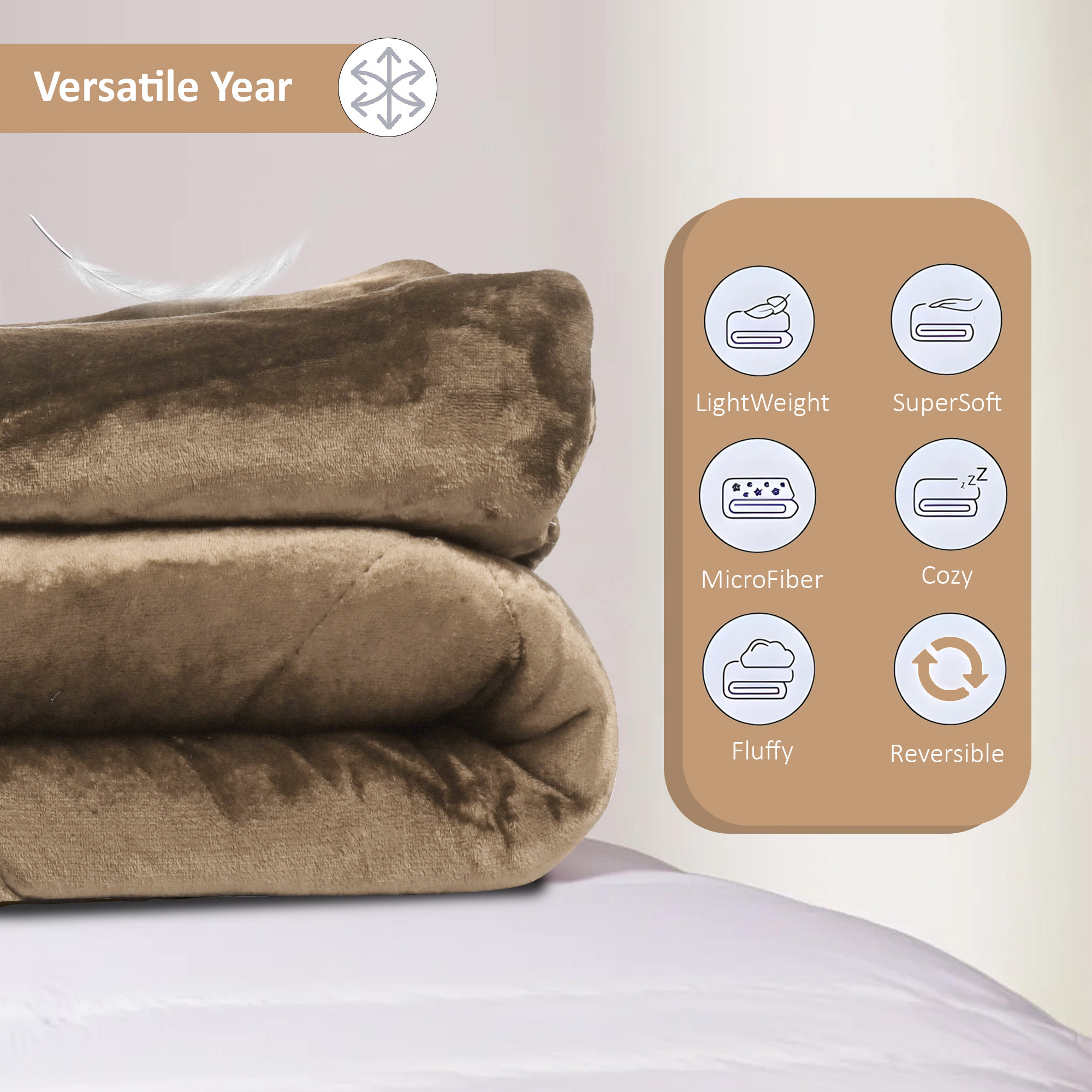 Kuber Industries Premium 90x100 Inch Reversible Supersoft Blanket for Heavy Winter  500 GSM King Size Comforter  Garam Kambal for Home  Quilted RazaiDouble Bed Blankets for Winter  Coffee