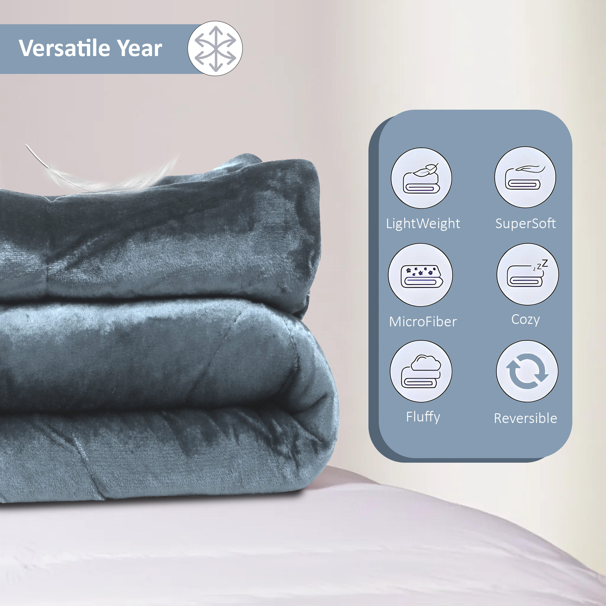 Kuber Industries Premium 90x100 Inch Reversible Supersoft Blanket for Heavy Winter  500 GSM King Size Comforter  Garam Kambal for Home  Quilted RazaiDouble Bed Blankets for Winter  Grey