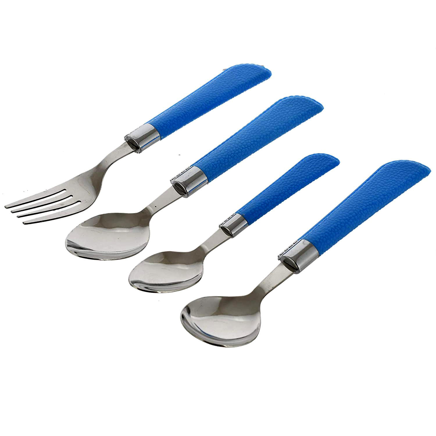 Kuber Industries Premium ABS Plastic & Stainless Steel Cutlery Set With Stand For Kitchen/Dining, Set of 24 (Blue)