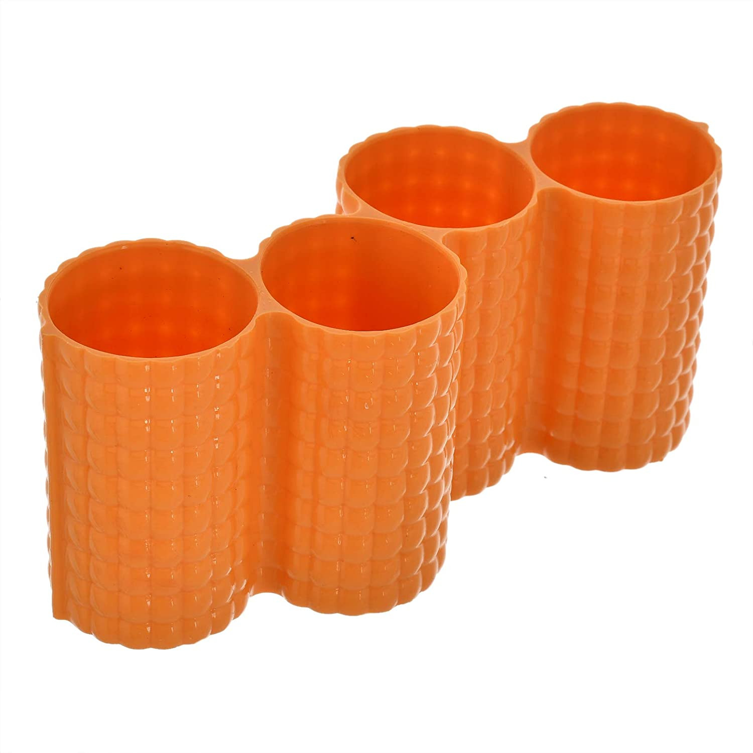 Kuber Industries Premium ABS Plastic & Stainless Steel Cutlery Set With Stand For Kitchen/Dining, Set of 24 (Orange)