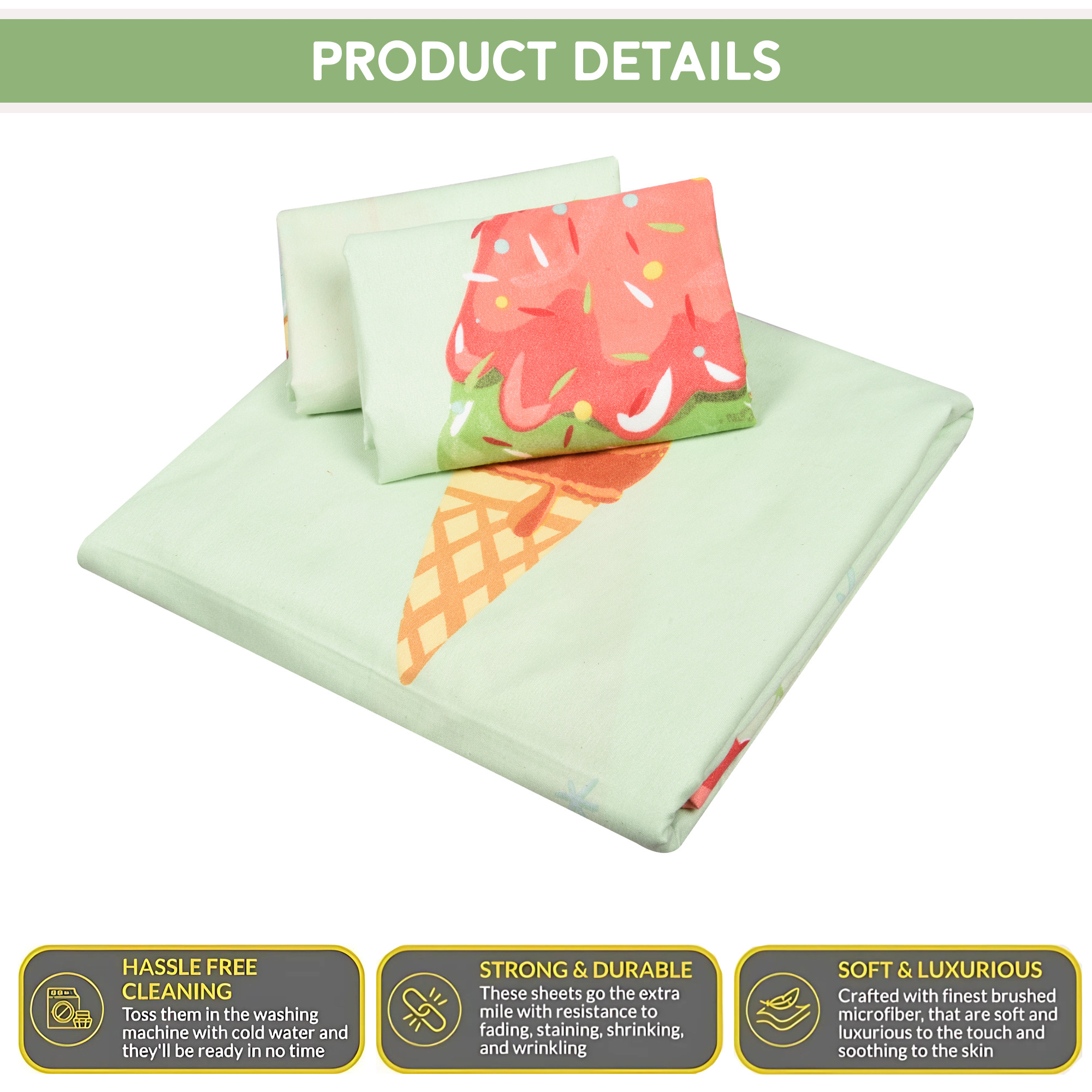 Kuber Industries Premium Cotton Bedsheets For Double Bed With 2 Pillow Covers Included - Printed Bedspread With 90x100 Inch Size - Green