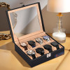 Premium Faux Leather See Through 8 Slots Wrist Watch Organiser Box for Men &amp; Women | Watch Storage Box Organizer | Watch Collection Box/Case/Holder | Black &amp; Golden