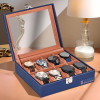 Premium Faux Leather See Through 8 Slots Wrist Watch Organiser Box for Men &amp; Women | Watch Storage Box Organizer | Watch Collection Box/Case/Holder | Navy Blue