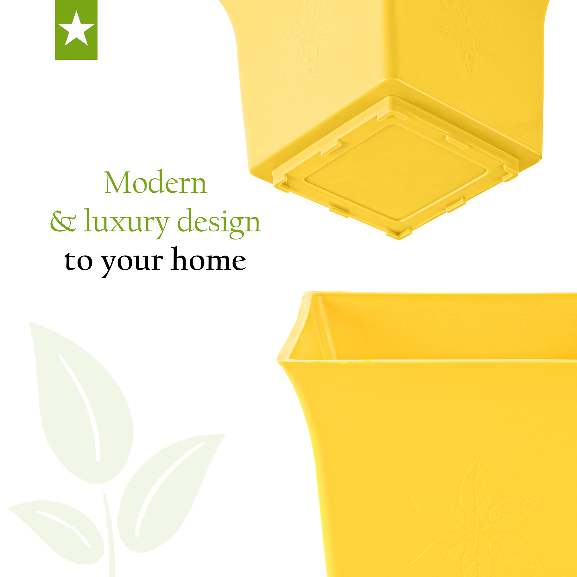 Kuber Industries Premium Flower Pots for Garden with Bottom Plates  Weather-proof Plant Pot with Tray  Indoor  Outdoor Gamla for Plants  Tulasi Planters for Home Decor  Yellow