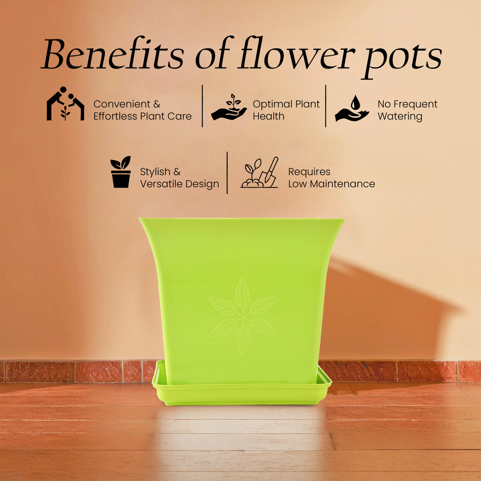 Kuber Industries Premium Flower Pots for Garden with Bottom Plates  Weather-proof Plant Pot with Tray  Indoor  Outdoor Gamla for Plants  Tulasi Planters for Home Decor  Green