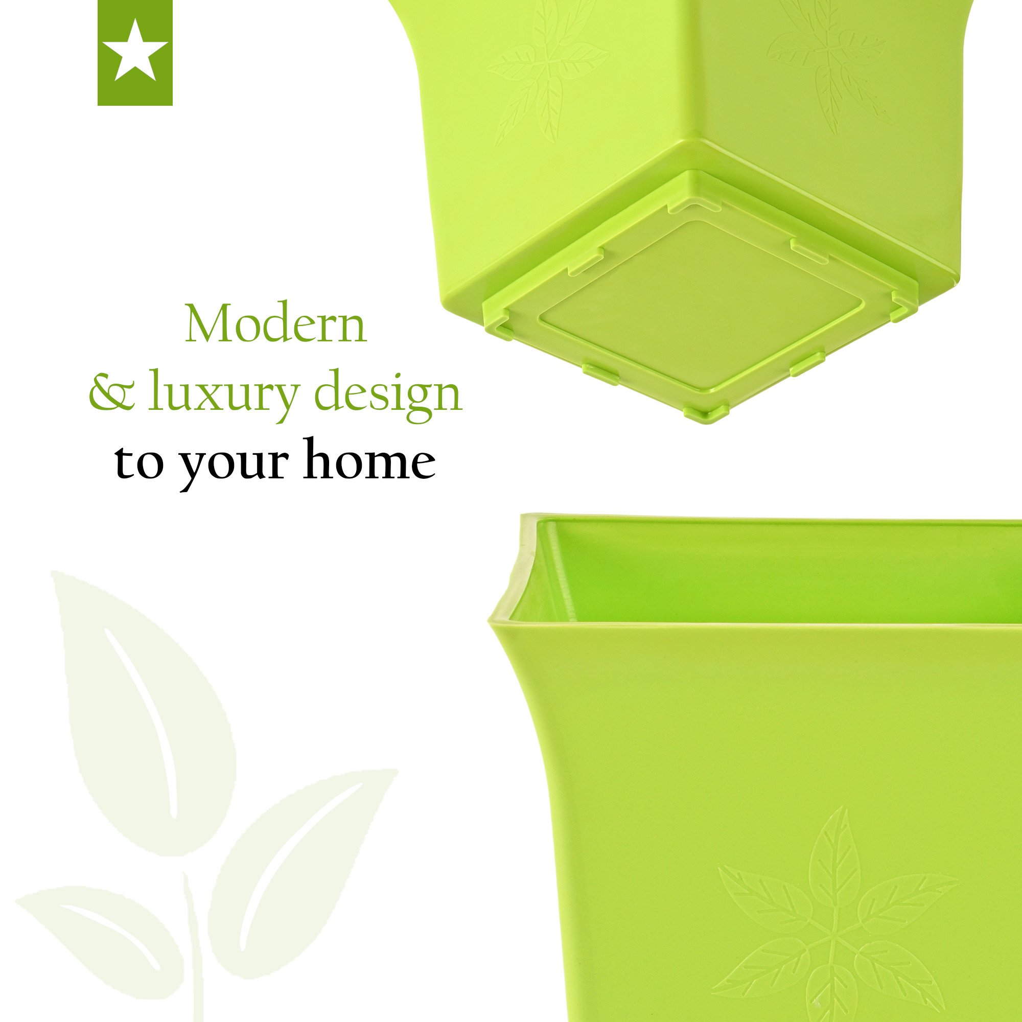 Kuber Industries Premium Flower Pots for Garden with Bottom Plates  Weather-proof Plant Pot with Tray  Indoor  Outdoor Gamla for Plants  Tulasi Planters for Home Decor  Green