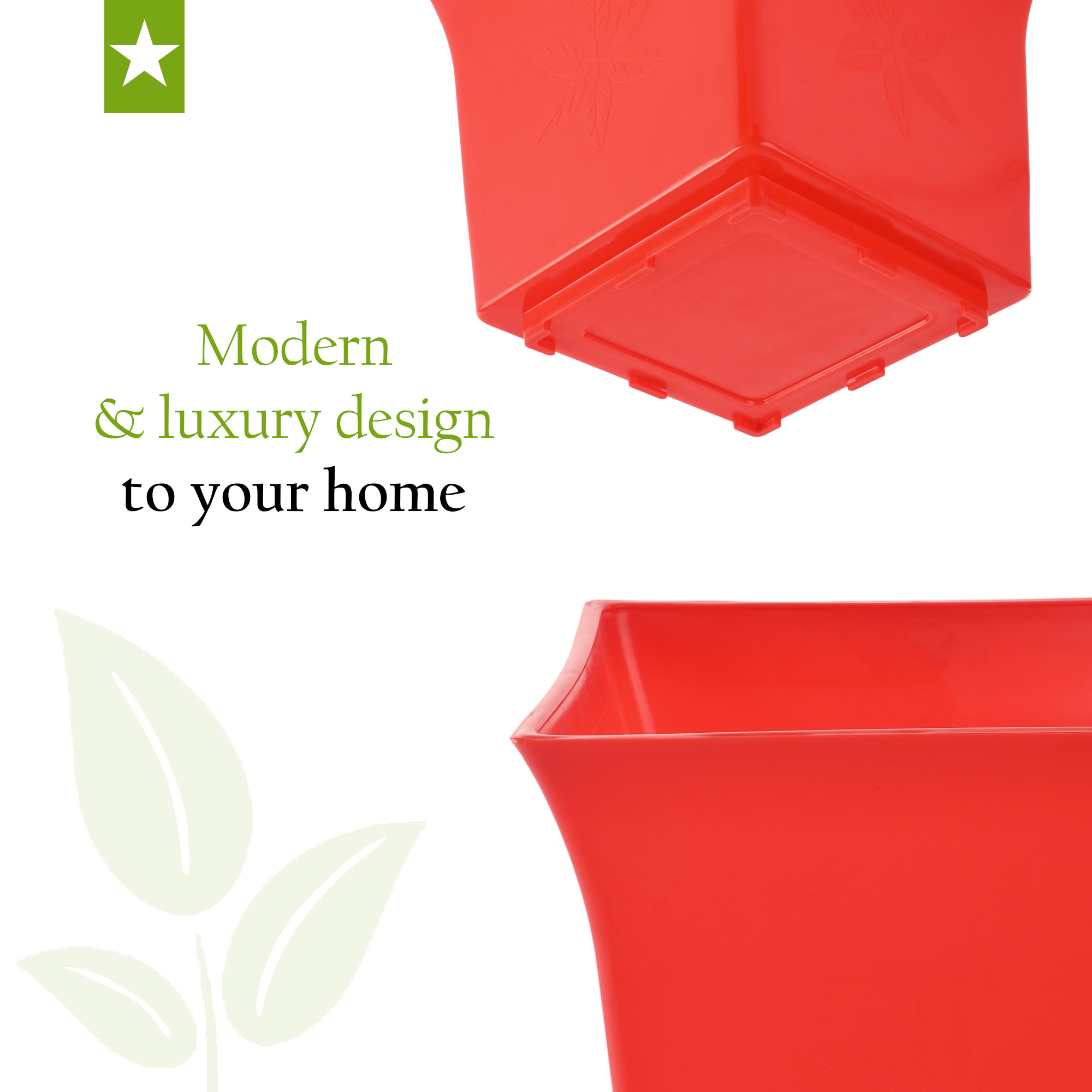 Kuber Industries Premium Flower Pots for Garden with Bottom Plates  Weather-proof Plant Pot with Tray  Indoor  Outdoor Gamla for Plants  Tulasi Planters for Home Decor  Red