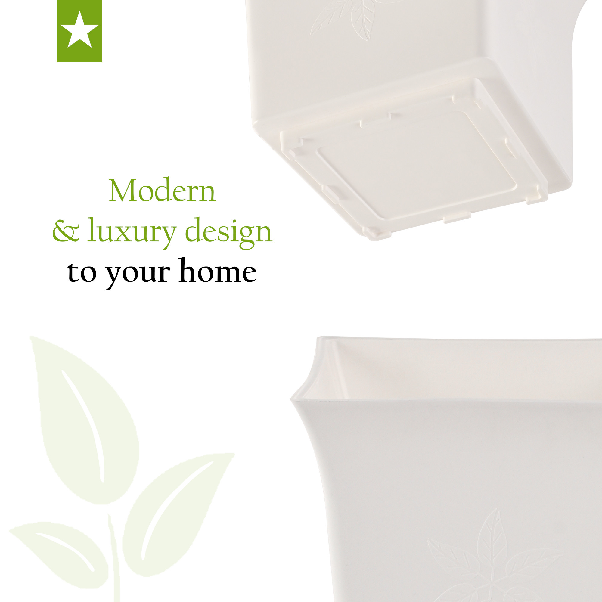 Kuber Industries Premium Flower Pots for Garden with Bottom Plates  Weather-proof Plant Pot with Tray  Indoor  Outdoor Gamla for Plants  Tulasi Planters for Home Decor  White