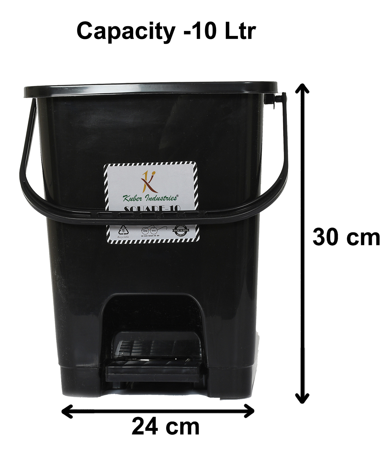 Kuber Industries Premium Plastic Pedal Dustbin 10 Ltr (Black)