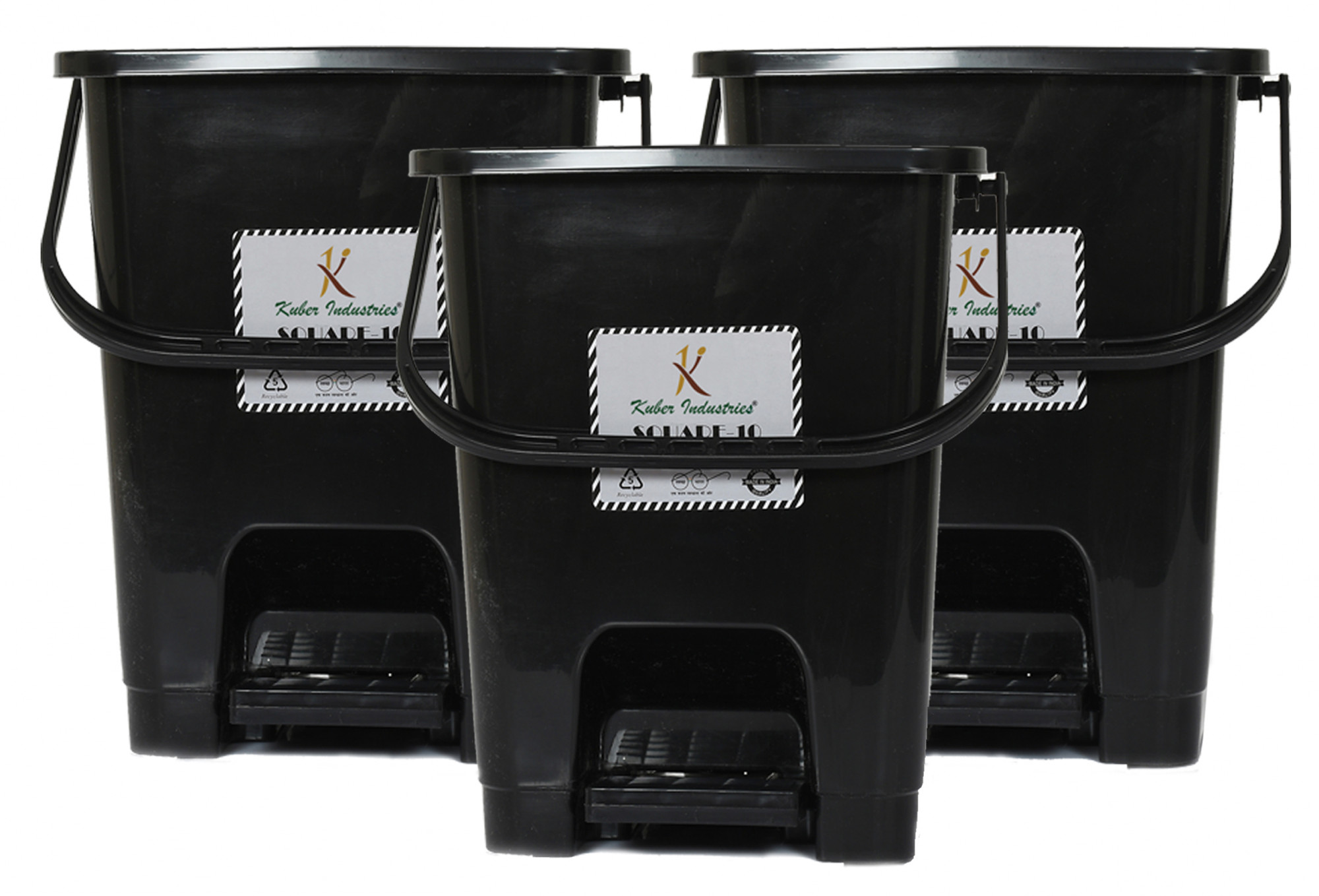 Kuber Industries Premium Plastic Pedal Dustbin 10 Ltr (Black)