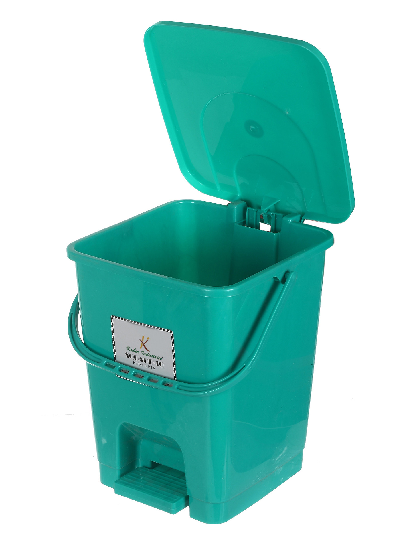 Kuber Industries Premium Plastic Pedal Dustbin 10 Ltr (Black & Green & Blue)-Pack of 3