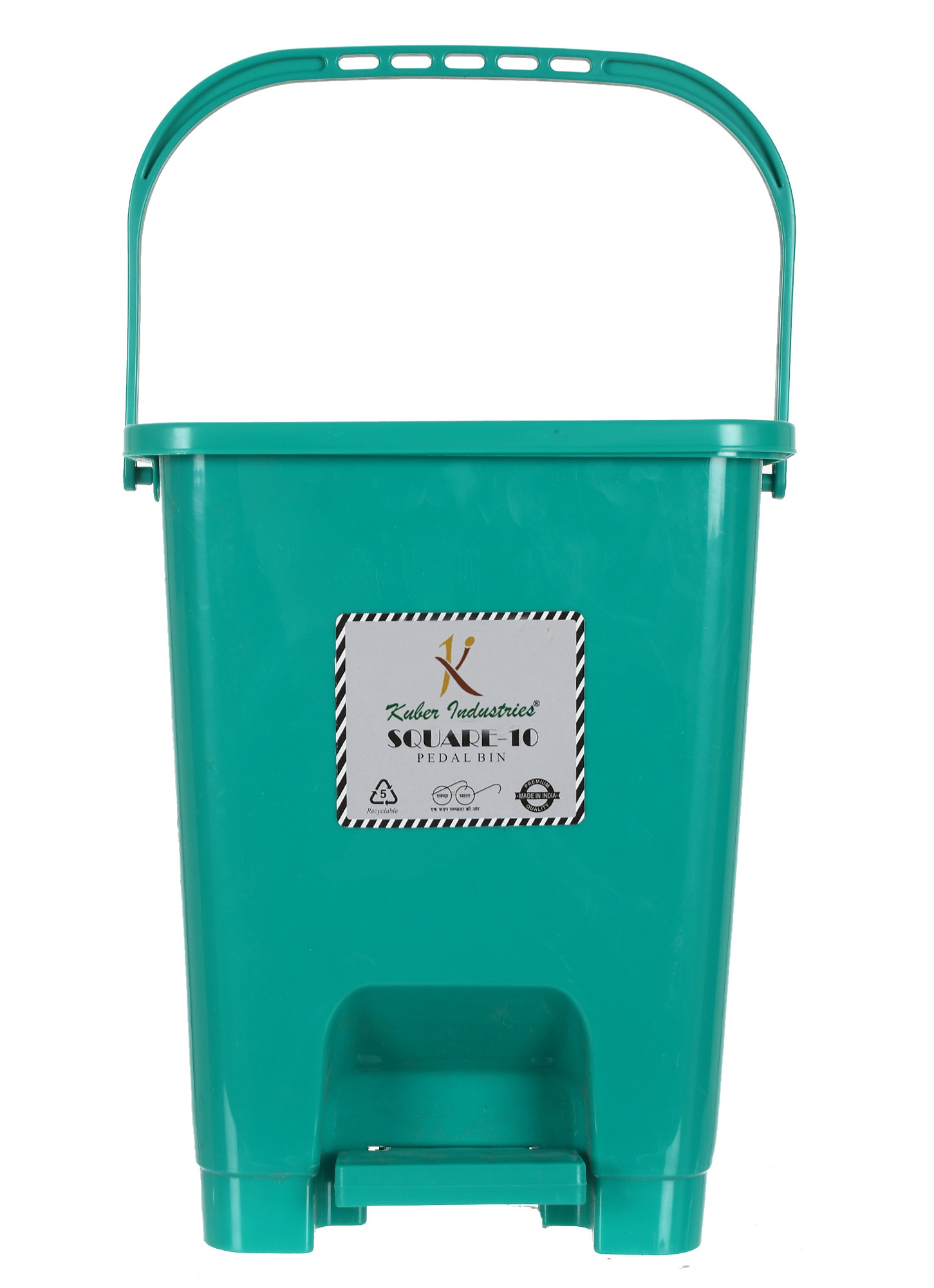 Kuber Industries Premium Plastic Pedal Dustbin 10 Ltr (Black & Green)-Pack of 2