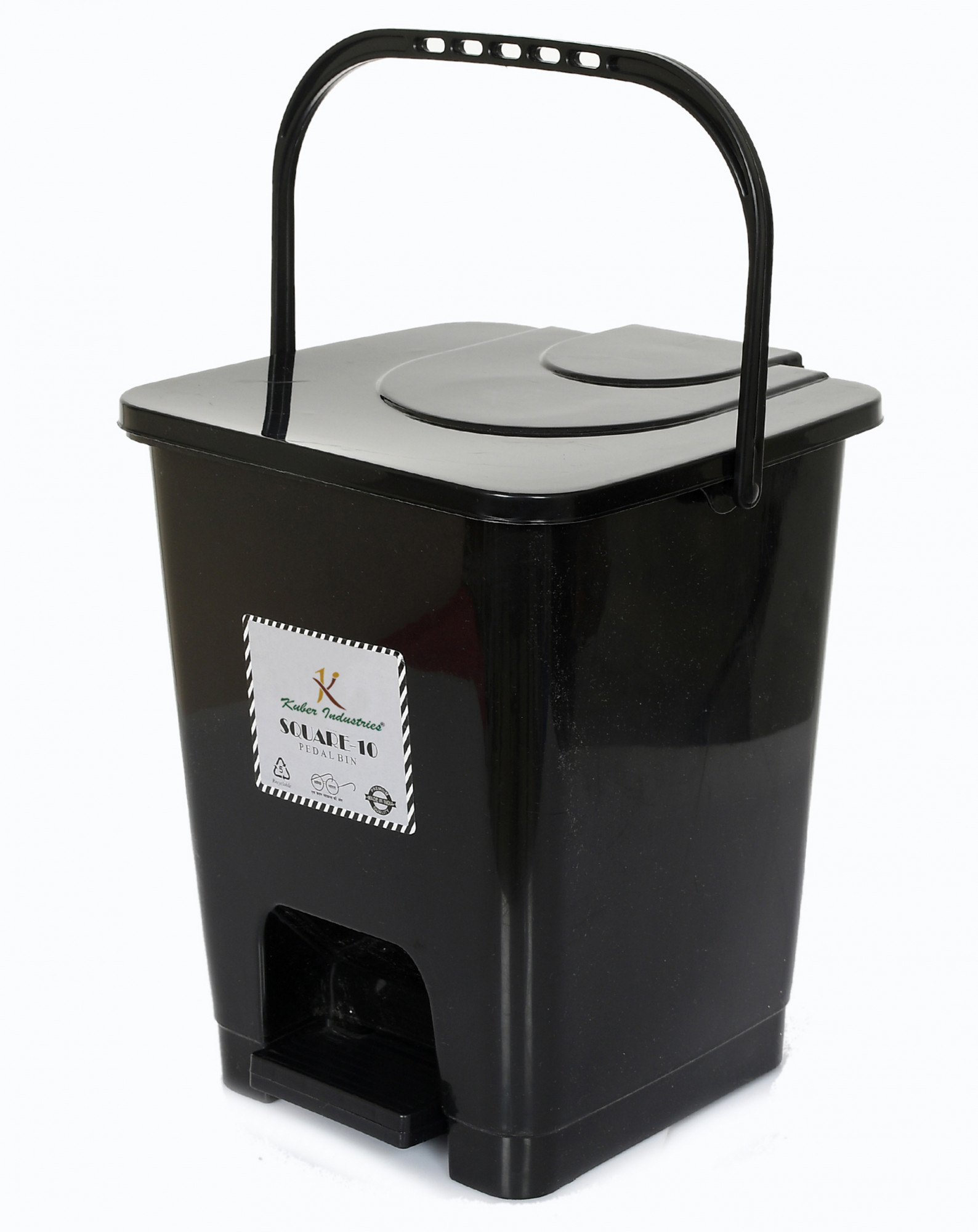 Kuber Industries Premium Plastic Pedal Dustbin 10 Ltr (Black & Red)-Pack of 2