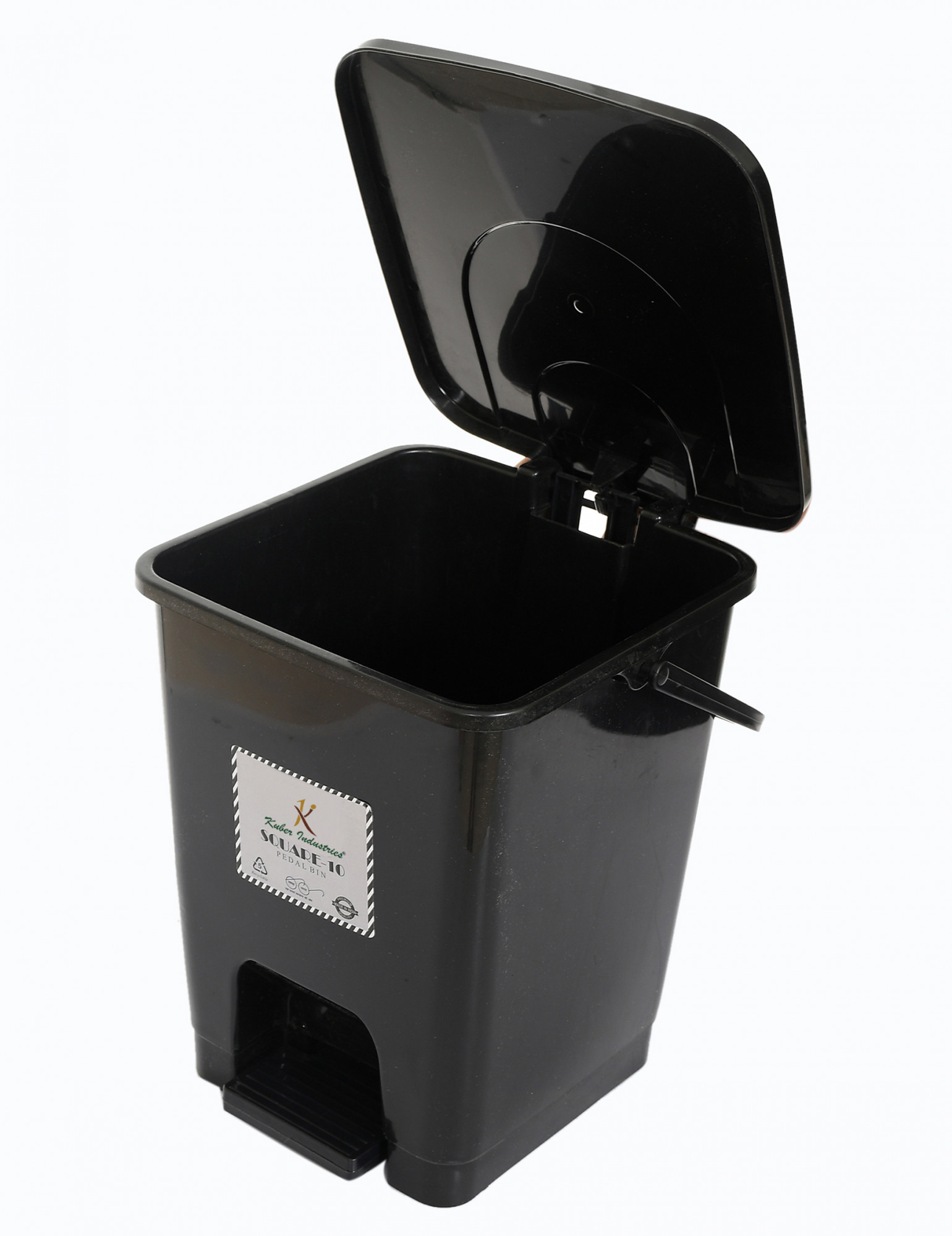 Kuber Industries Premium Plastic Pedal Dustbin 10 Ltr (Black & Red)-Pack of 2