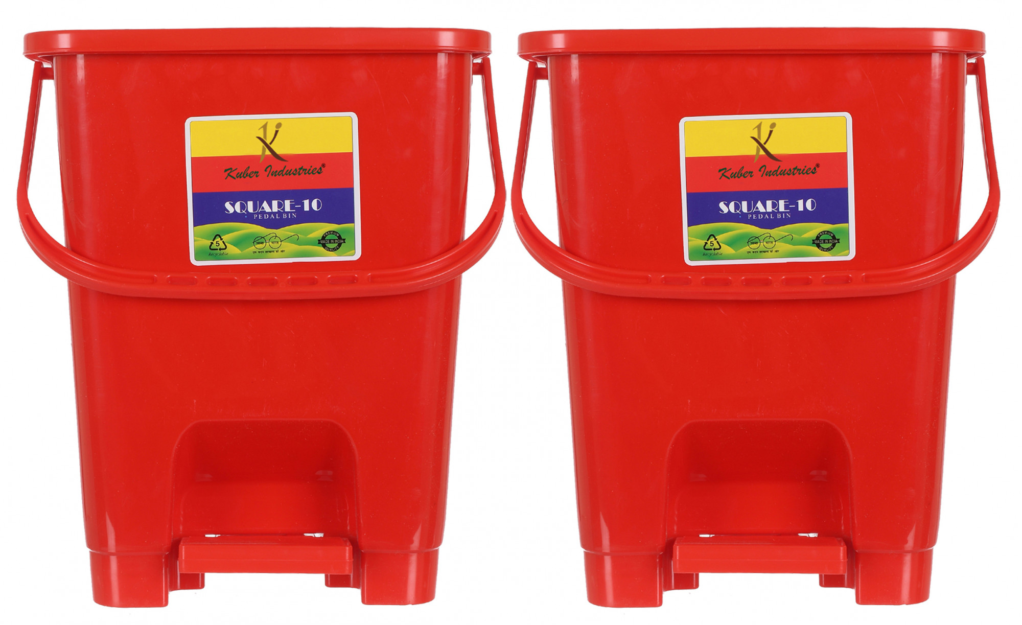 Kuber Industries Premium Plastic Pedal Dustbin 10 Ltr (Red)