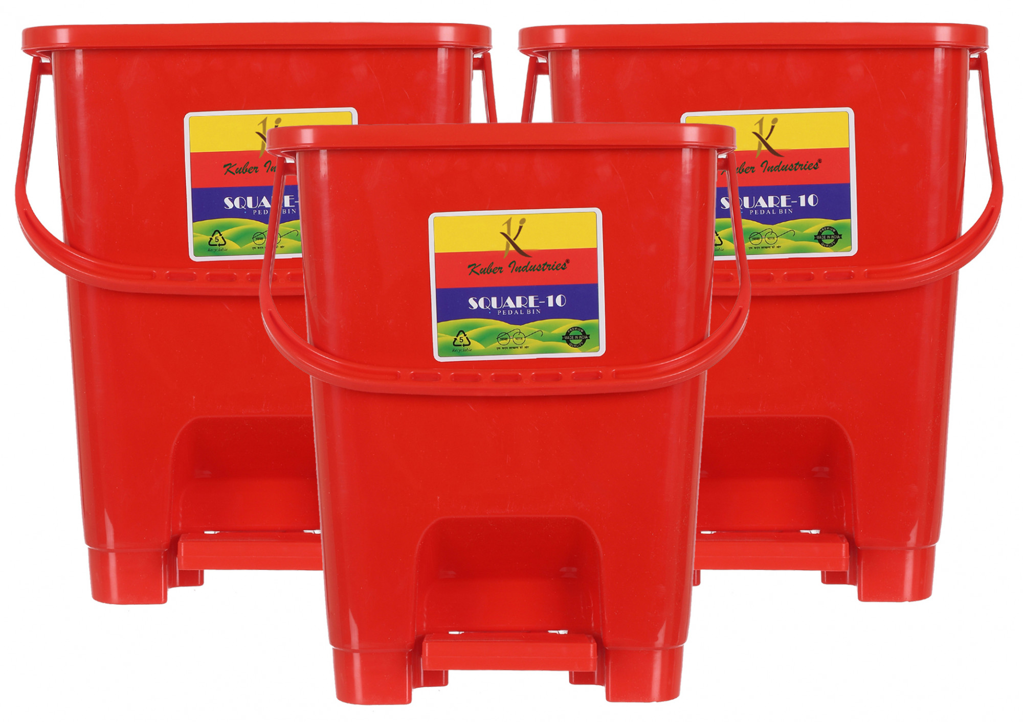 Kuber Industries Premium Plastic Pedal Dustbin 10 Ltr (Red)