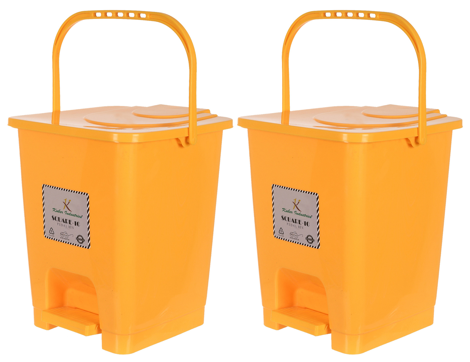 Kuber Industries Premium Plastic Pedal Dustbin 10 Ltr (Yellow)
