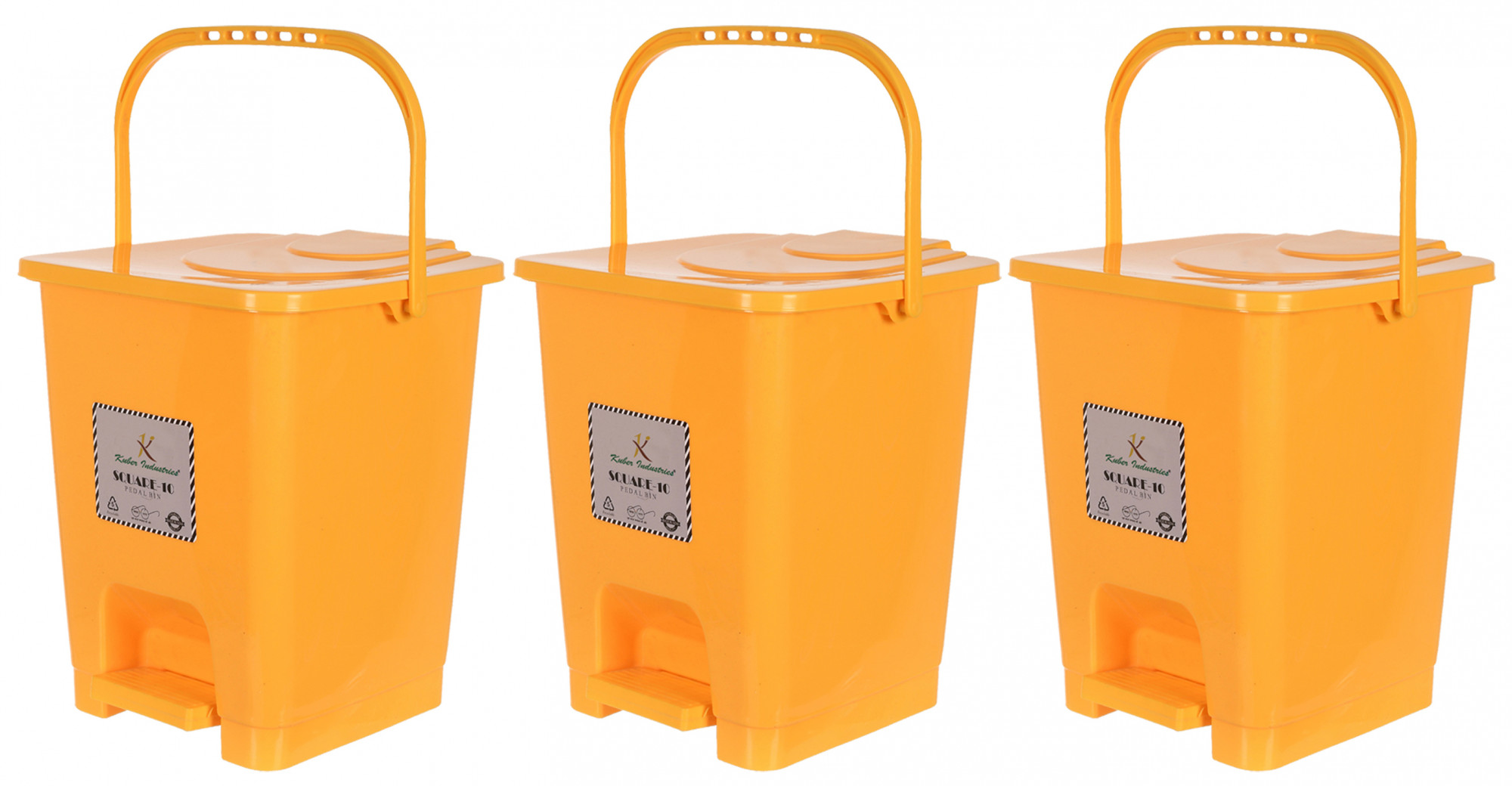 Kuber Industries Premium Plastic Pedal Dustbin 10 Ltr (Yellow)