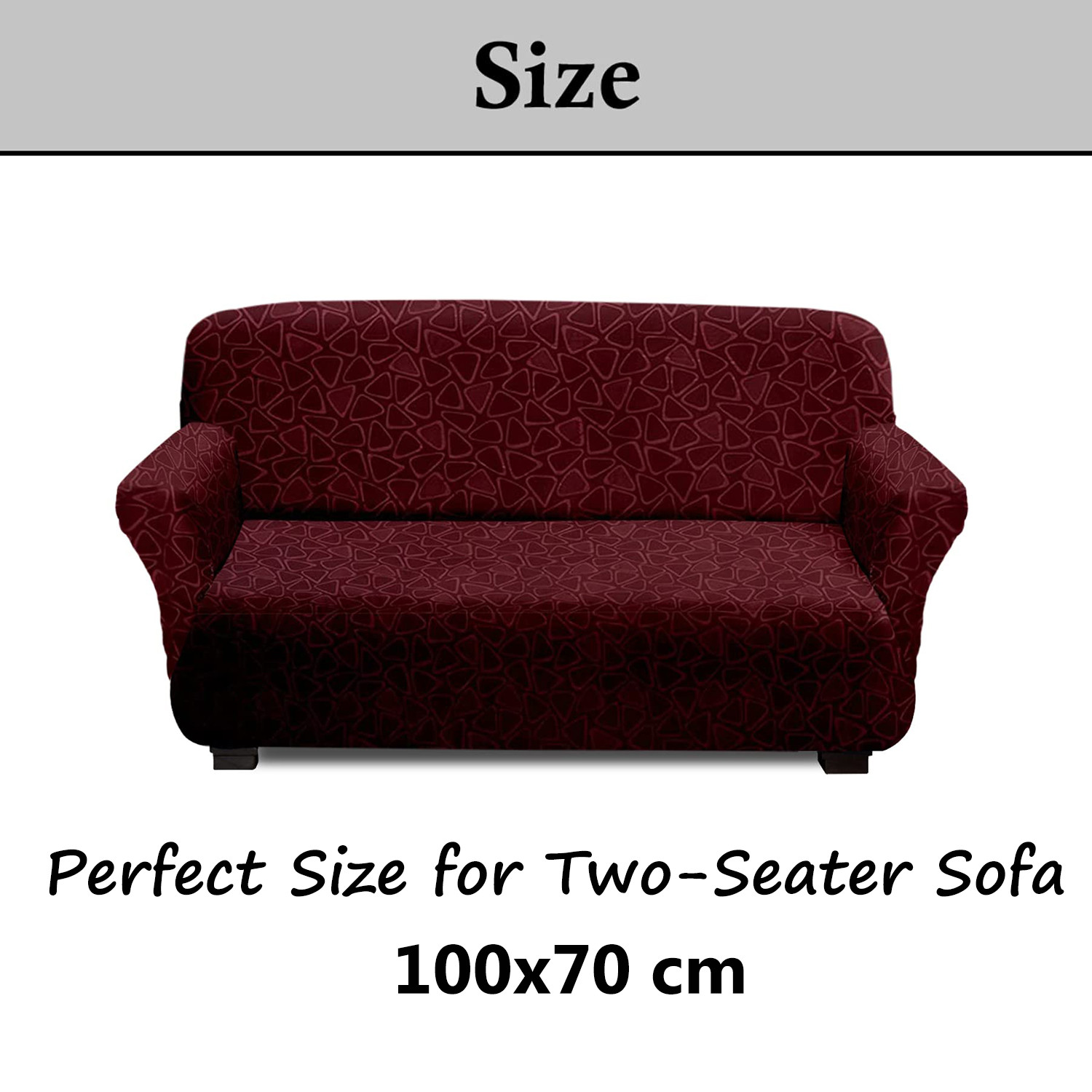 Kuber Industries Premium Two-Seater Comfort Sofa Cover|Triangle Design Polyester Couch Cover|Stretchy Sofa Slipcovers With Foam Sticks (Maroon)