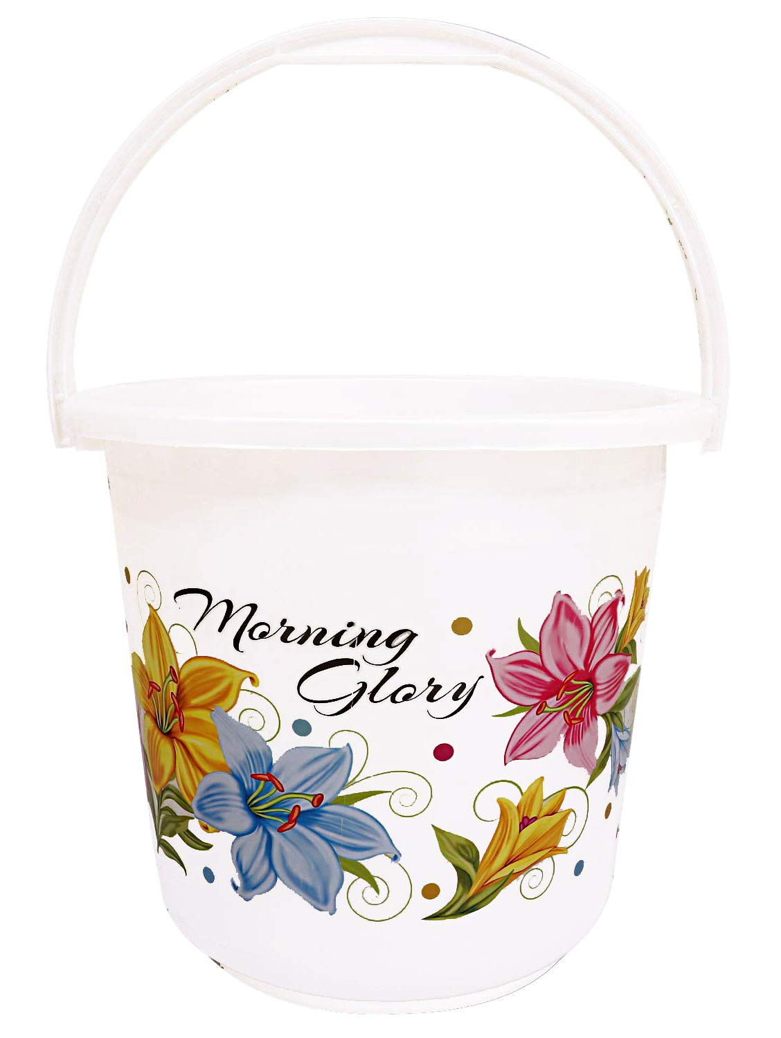 Kuber Industries Printed 2 Pieces Unbreakable Virgin Plastic Multipurpose Bathroom Bucket & Mug Set (White)