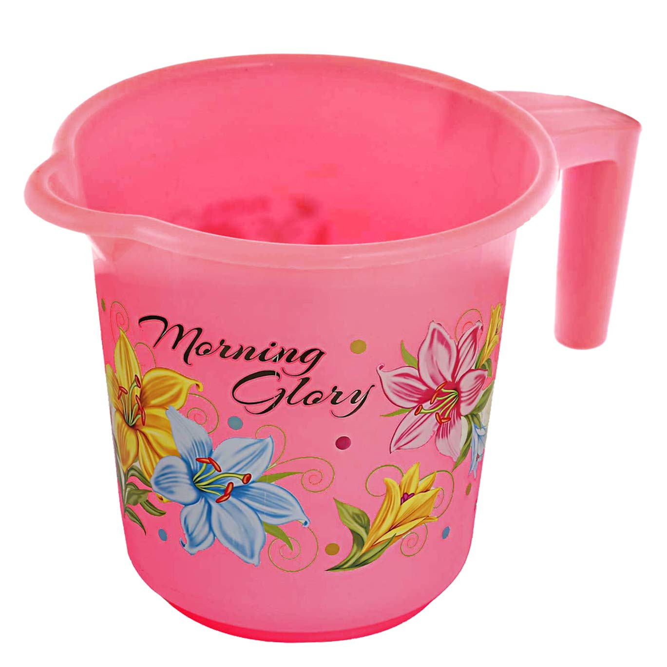 Kuber Industries Printed 2 Pieces Unbreakable Virgin Plastic Multipurpose Bathroom Bucket & Mug Set (Pink)