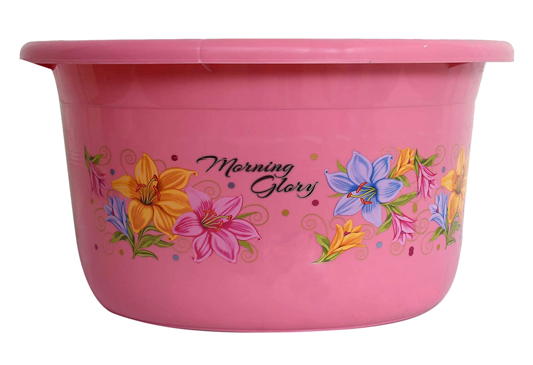 Kuber Industries Printed 2 Pieces Unbreakable Virgin Plastic Multipurpose Bathroom Tub & Mug Set (Pink)