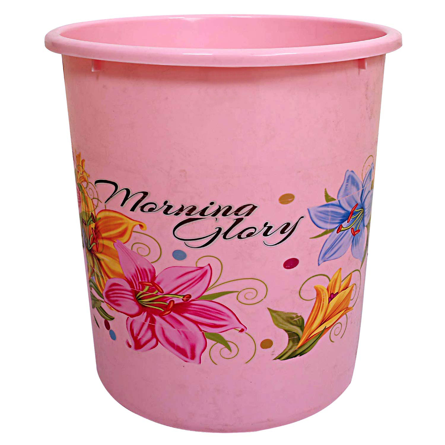 Kuber Industries Printed 2 Pieces Unbreakable Virgin Plastic Multipurpose Bucket & Dustbin Set (Pink)
