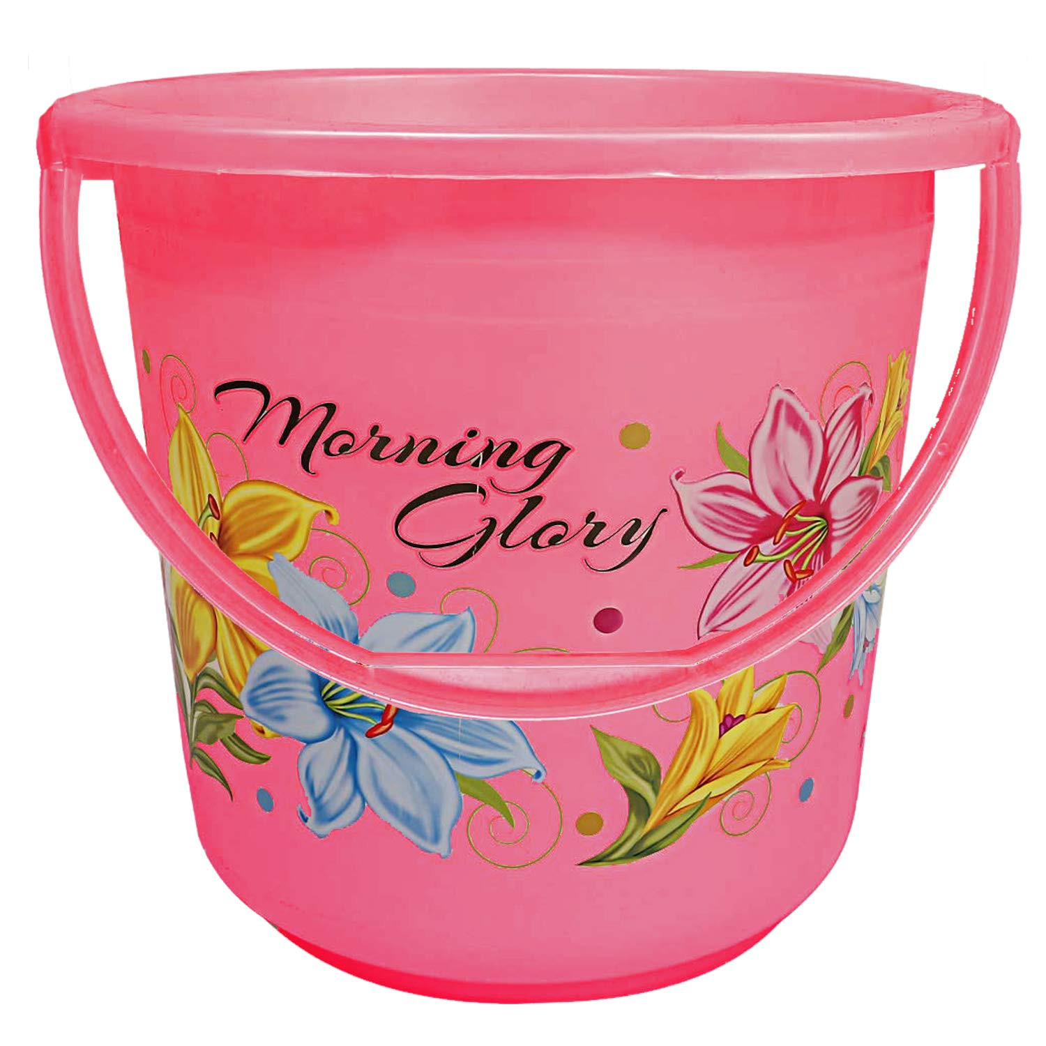 Kuber Industries Printed 2 Pieces Unbreakable Virgin Plastic Multipurpose Bucket & Dustbin Set (Pink)