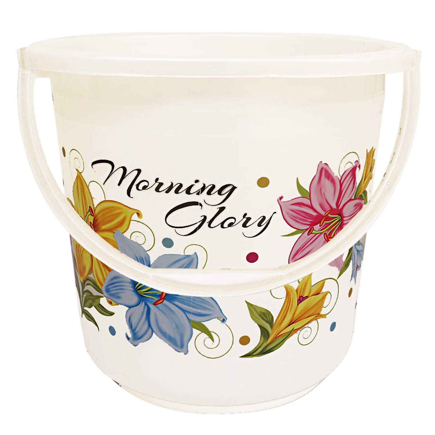 Kuber Industries Printed 2 Pieces Unbreakable Virgin Plastic Multipurpose Bucket & Stool Set (White)
