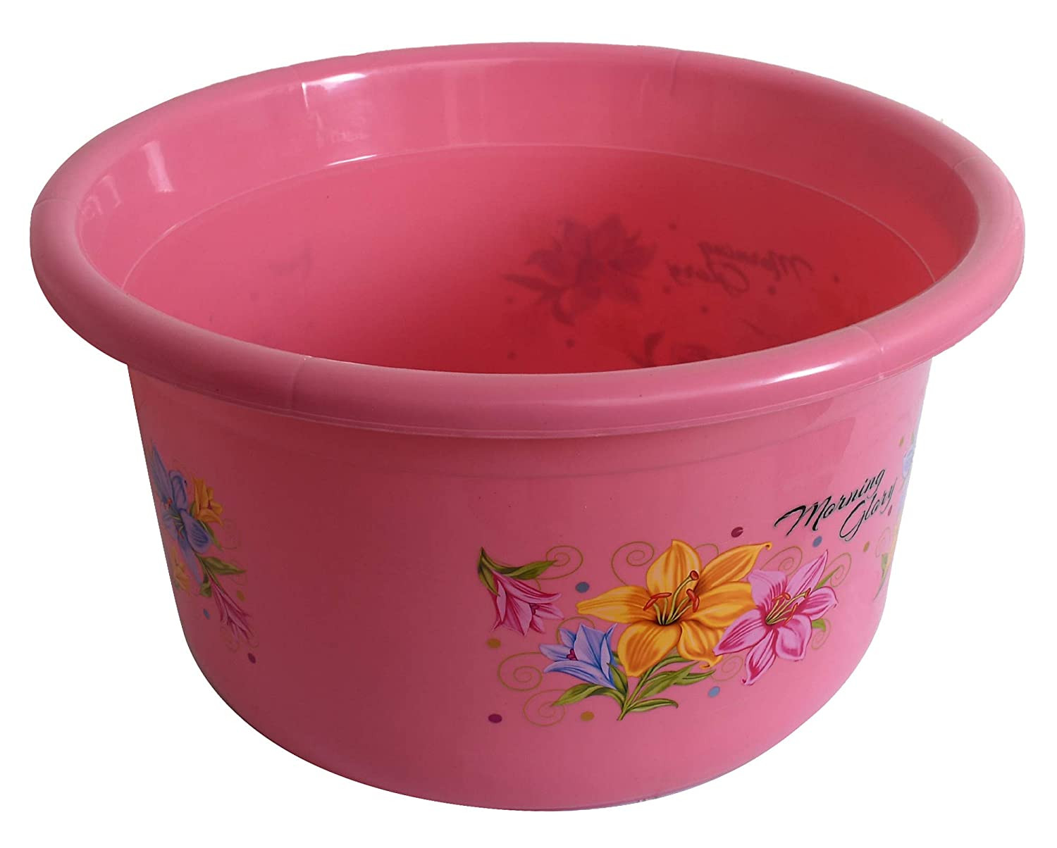 Kuber Industries Printed 2 Pieces Unbreakable Virgin Plastic Multipurpose Bucket & Tub Set (Pink)