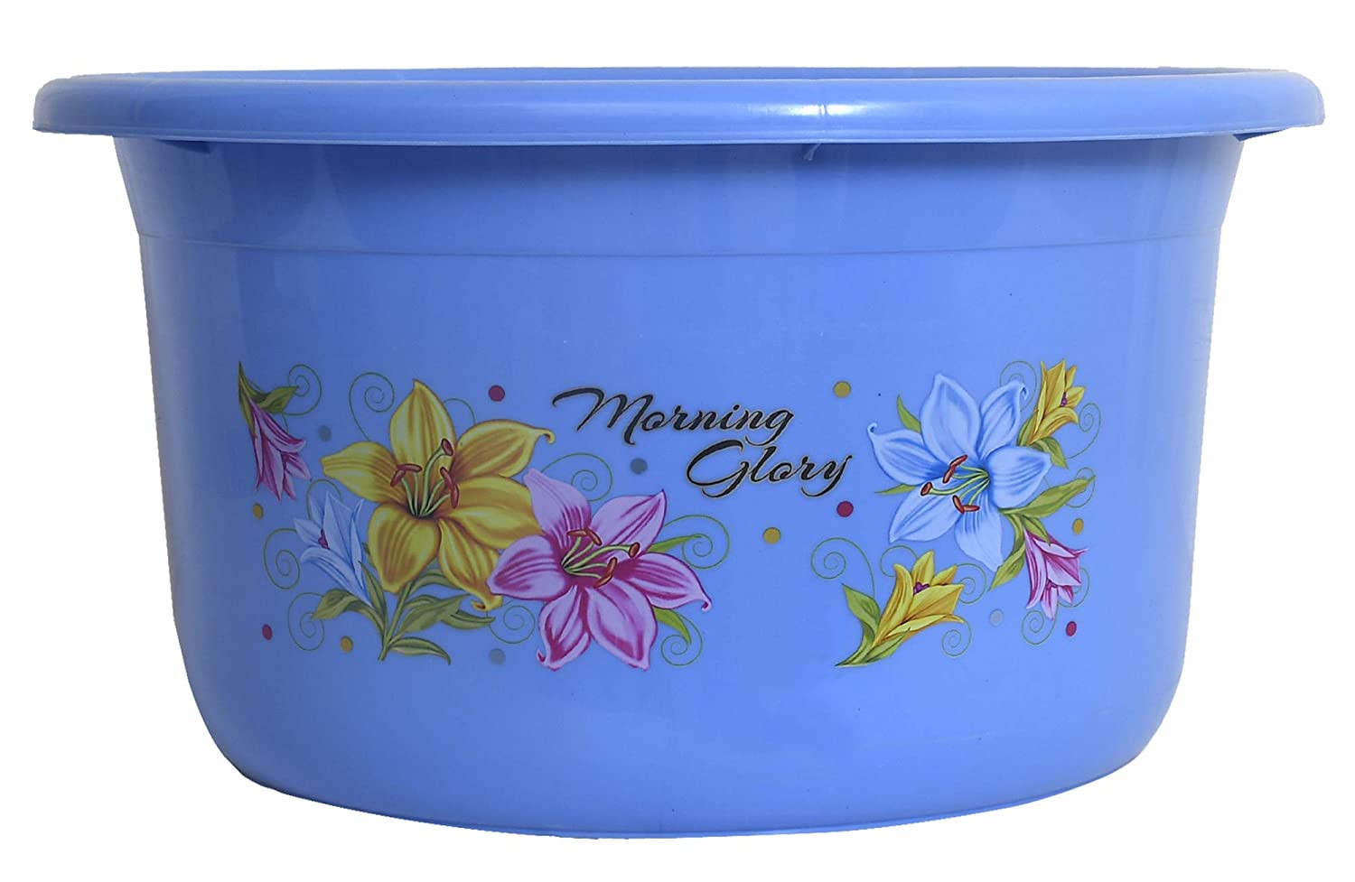 Kuber Industries Printed 3 Pieces Unbreakable Virgin Plastic Multipurpose Bucket, Dustbin & Tub Set (Blue)