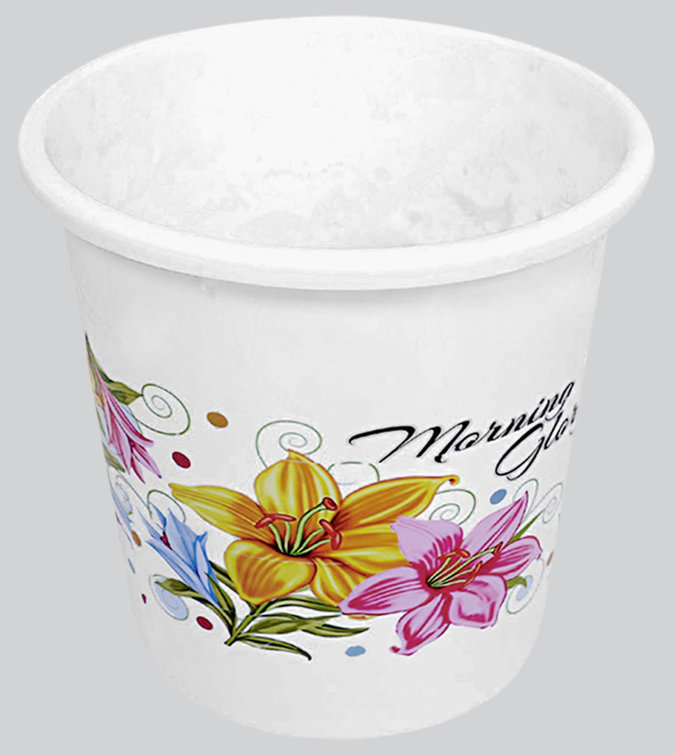 Kuber Industries Printed 3 Pieces Unbreakable Virgin Plastic Multipurpose Bucket, Dustbin & Tub Set (White)