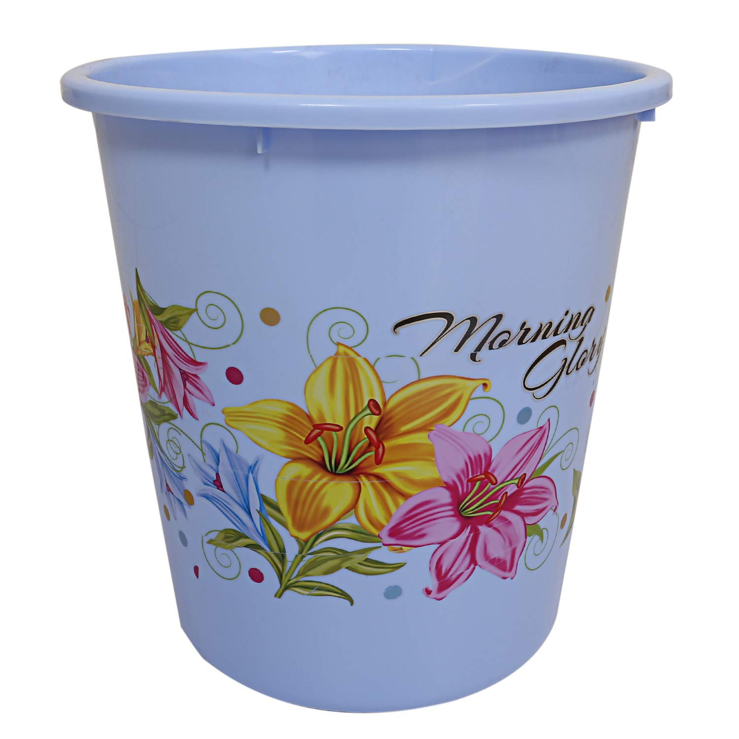 Kuber Industries Printed 3 Pieces Unbreakable Virgin Plastic Multipurpose Bucket, Mug & Dustbin Set (Blue)
