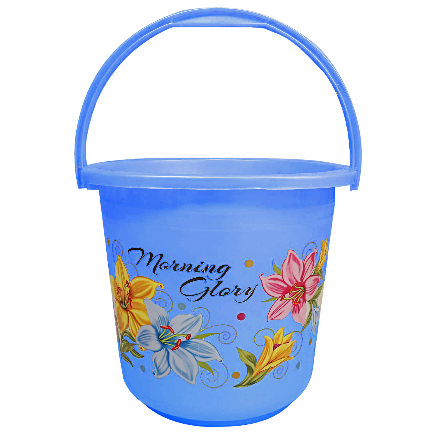 Kuber Industries Printed 3 Pieces Unbreakable Virgin Plastic Multipurpose Bucket, Mug & Dustbin Set (Blue)