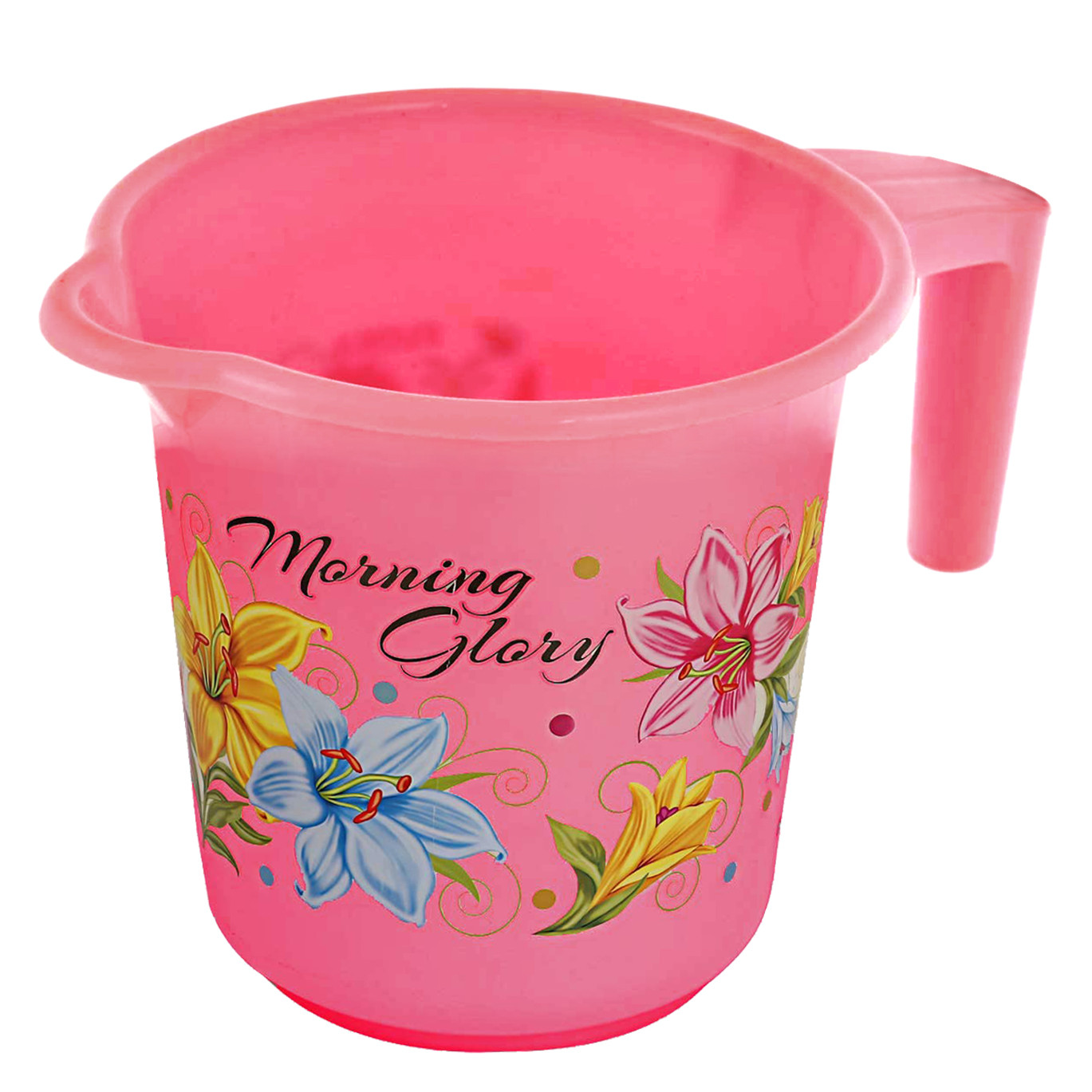 Kuber Industries Printed 3 Pieces Unbreakable Virgin Plastic Multipurpose Bucket, Mug & Tub Set (Pink)