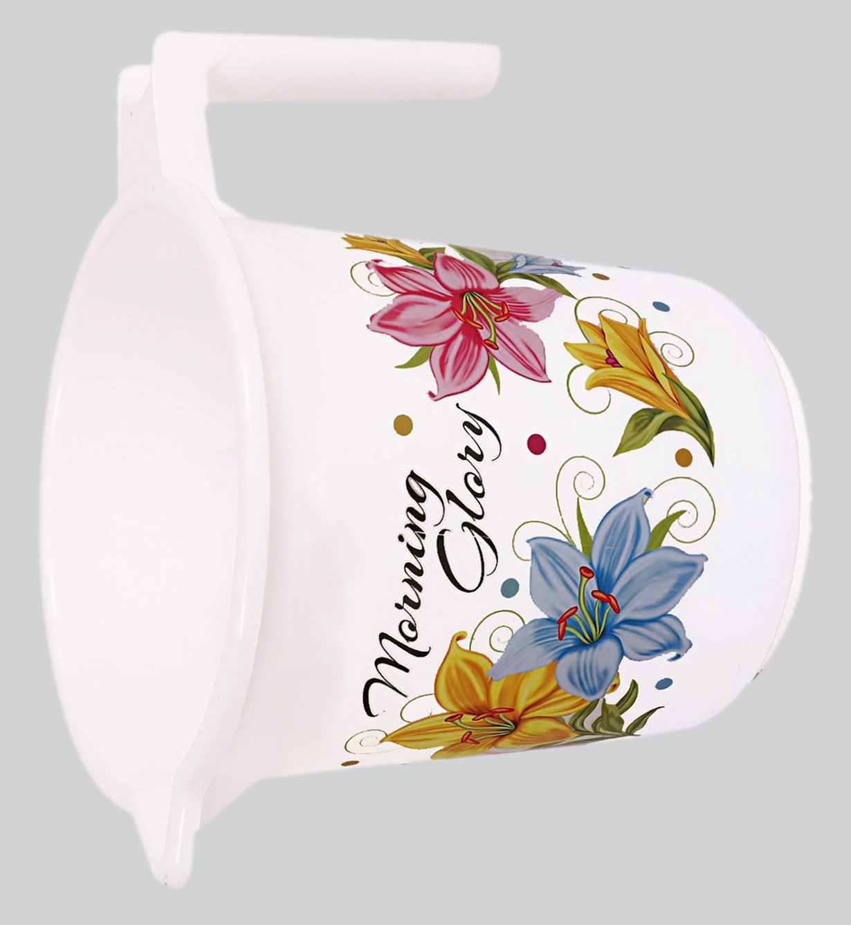Kuber Industries Printed 3 Pieces Unbreakable Virgin Plastic Multipurpose Bucket, Mug & Tub Set (White)
