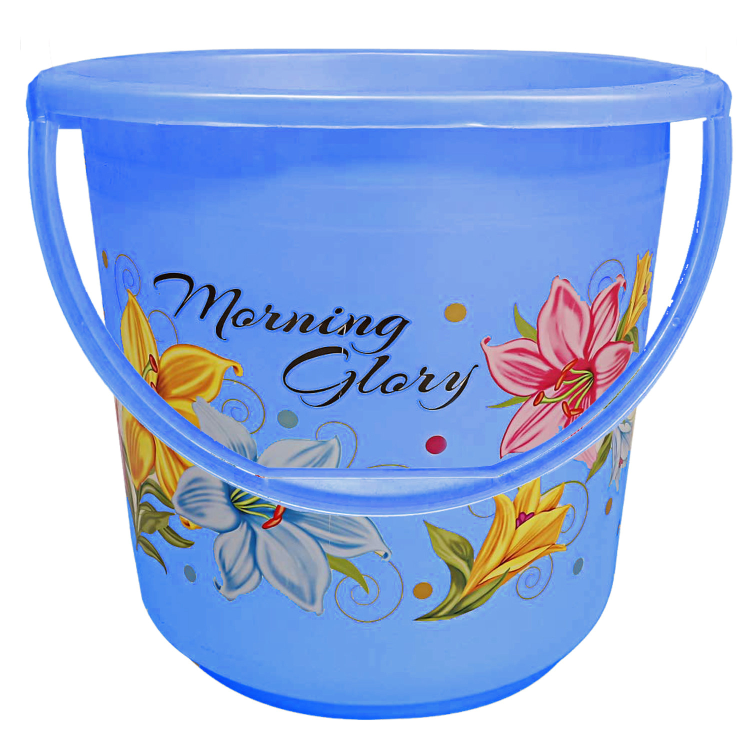 Kuber Industries Printed 3 Pieces Unbreakable Virgin Plastic Multipurpose Bucket, Stool & Tub Set (Blue)