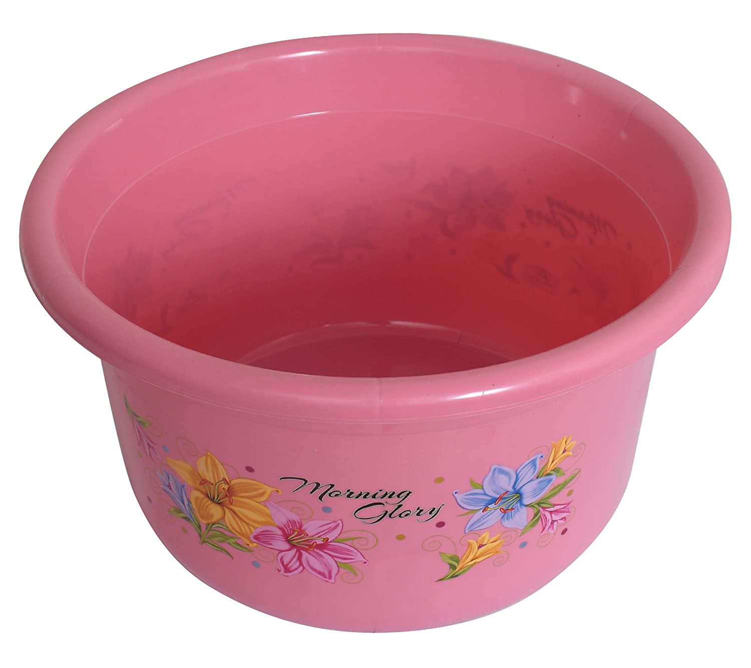 Kuber Industries Printed 3 Pieces Unbreakable Virgin Plastic Multipurpose Mug, Tub & Stool Set (Pink)