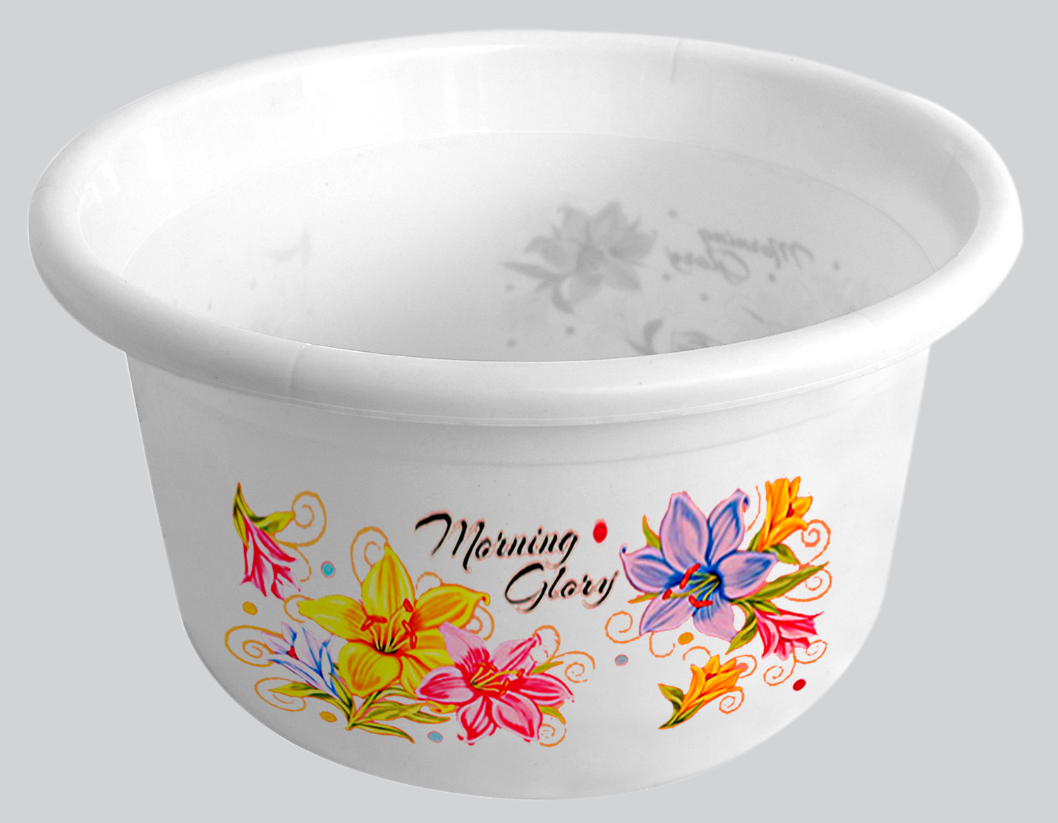 Kuber Industries Printed 3 Pieces Unbreakable Virgin Plastic Multipurpose Mug, Tub & Stool Set (White)
