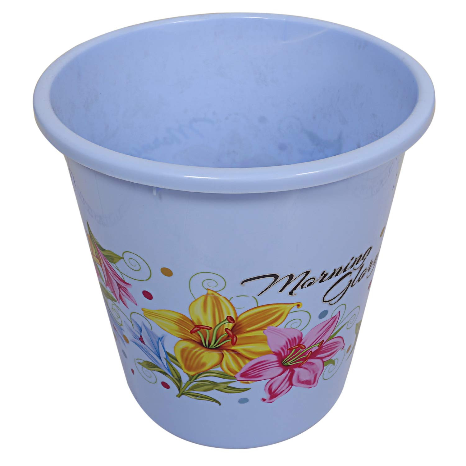 Kuber Industries Printed 3 Pieces Unbreakable Virgin Plastic Multipurpose Tub, Dustbin & Stool Set (Blue)