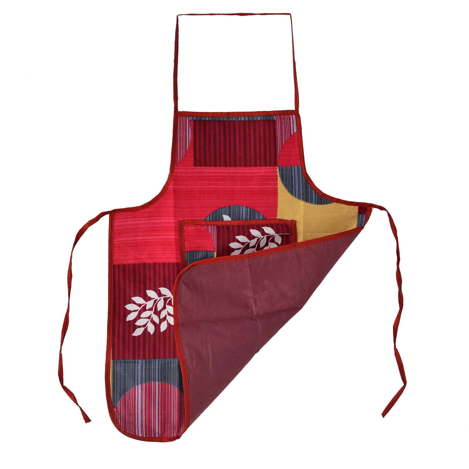 Kuber Industries Printed Apron With 1Front Pocket, Pack of 2 (Red & Pink)