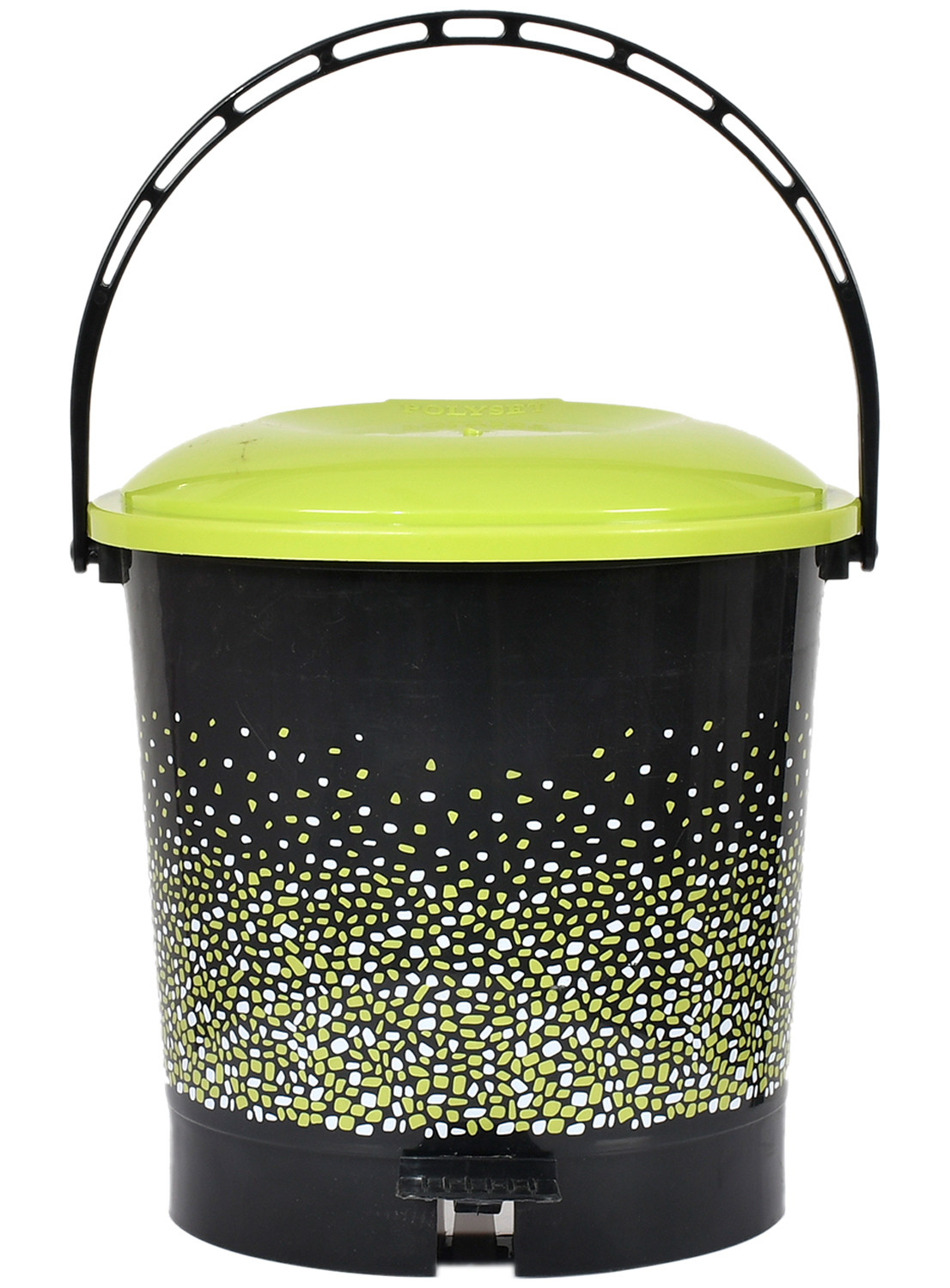 Kuber Industries Printed Multiuses Plastic Pedal Dustbin, Waste Bin, Trash Can With Handle, 7 Litre (Black)-47KM0739