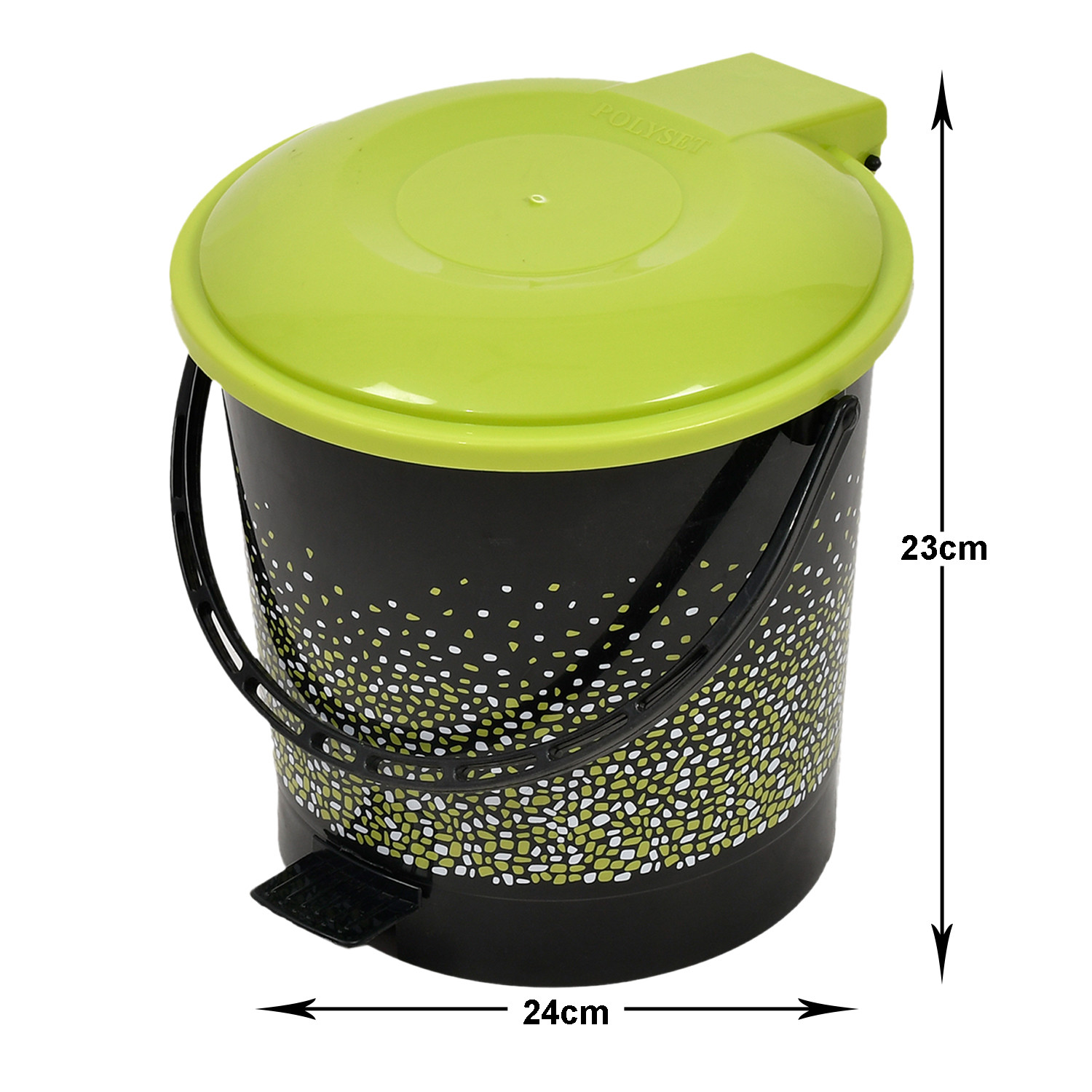 Kuber Industries Printed Multiuses Plastic Pedal Dustbin, Waste Bin, Trash Can With Handle, 7 Litre (Black)-47KM0739