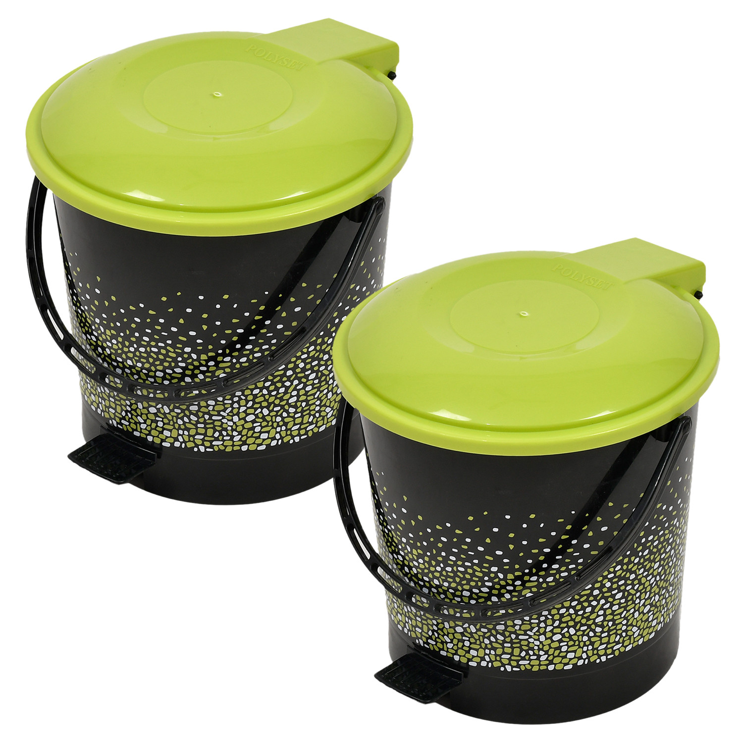 Kuber Industries Printed Multiuses Plastic Pedal Dustbin, Waste Bin, Trash Can With Handle, 7 Litre (Black)-47KM0739