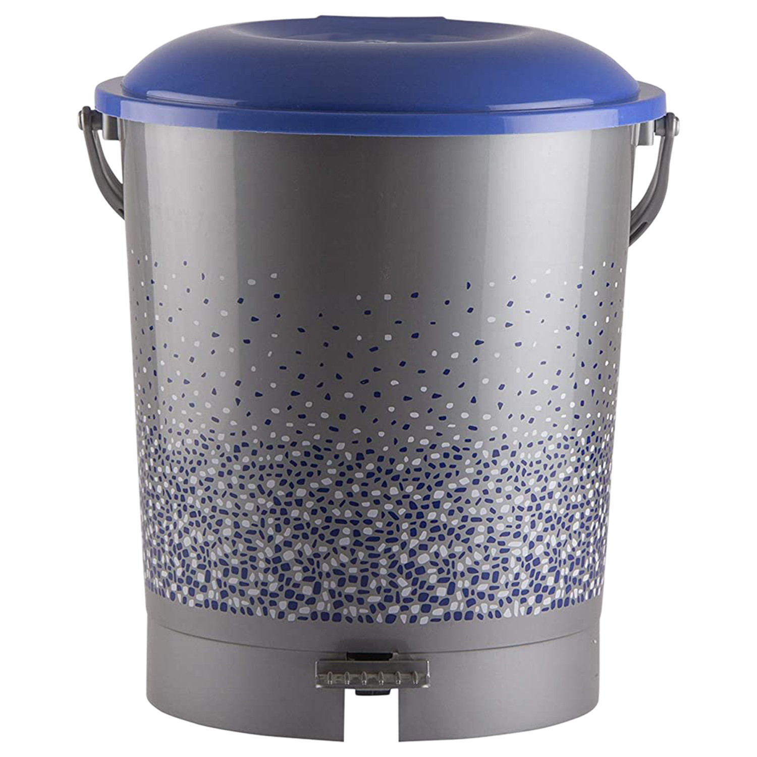 Kuber Industries Printed Multiuses Plastic Pedal Dustbin, Waste Bin, Trash Can With Handle, 7 Litre (Grey)-47KM0743