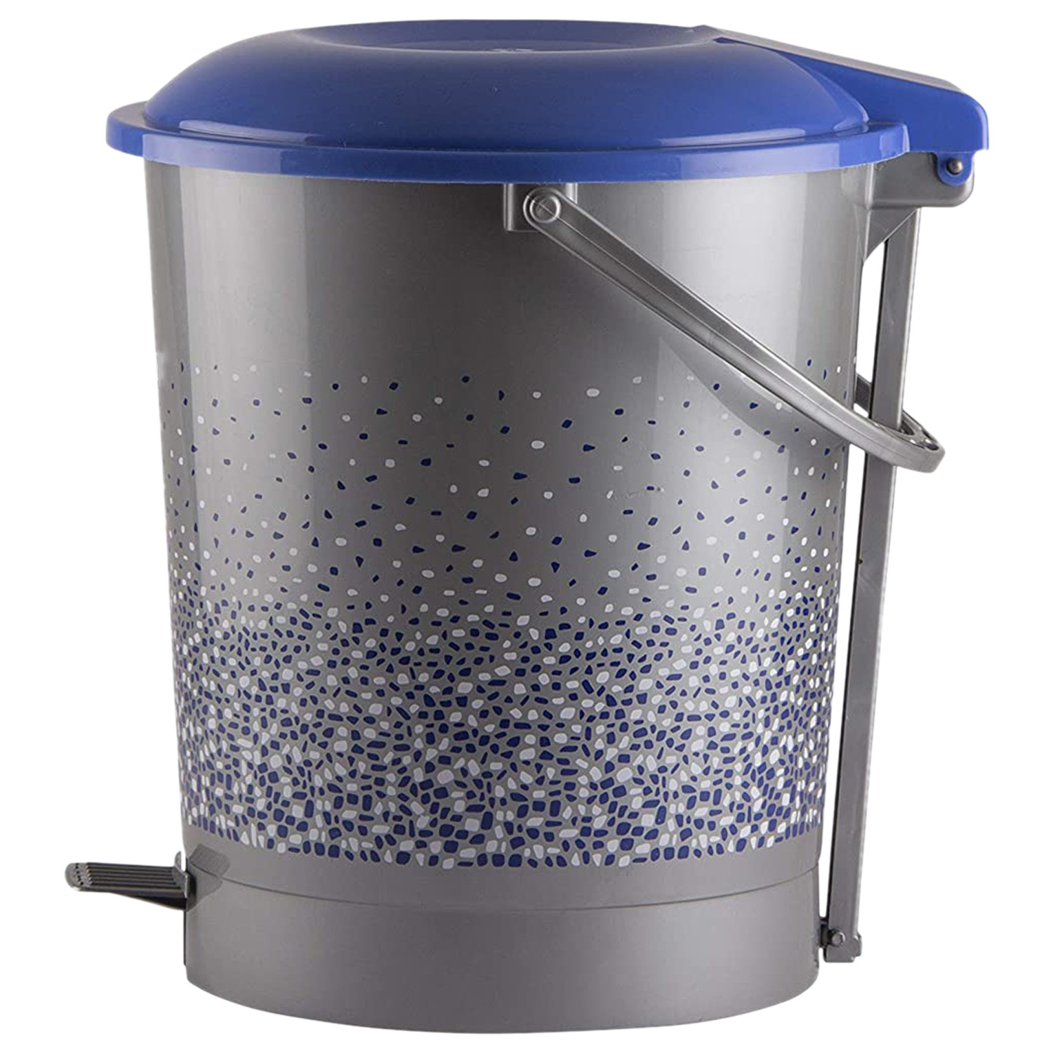Kuber Industries Printed Multiuses Plastic Pedal Dustbin, Waste Bin, Trash Can With Handle, 7 Litre (Grey)-47KM0743