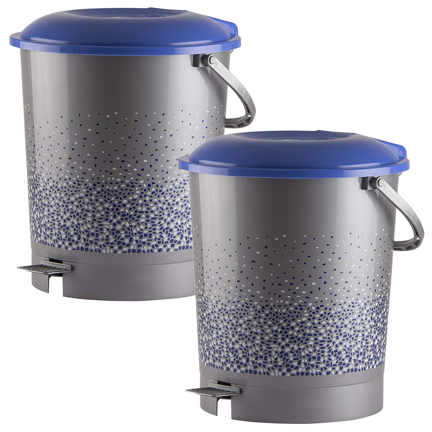 Kuber Industries Printed Multiuses Plastic Pedal Dustbin, Waste Bin, Trash Can With Handle, 7 Litre (Grey)-47KM0743