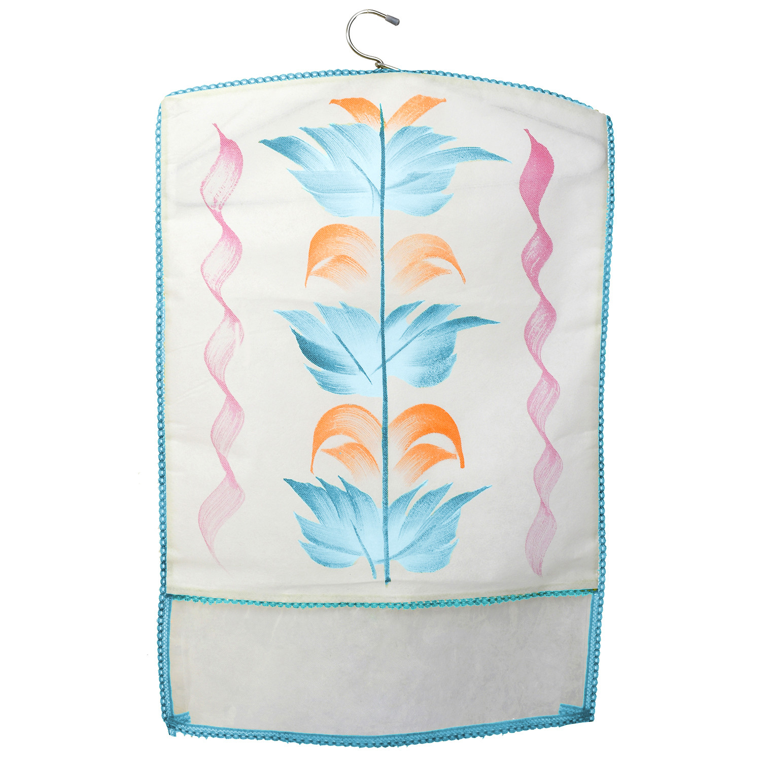 Kuber Industries Printed Non Woven Hanging Saree Cover Wardrobe Organiser (Blue) -CTKTC38911