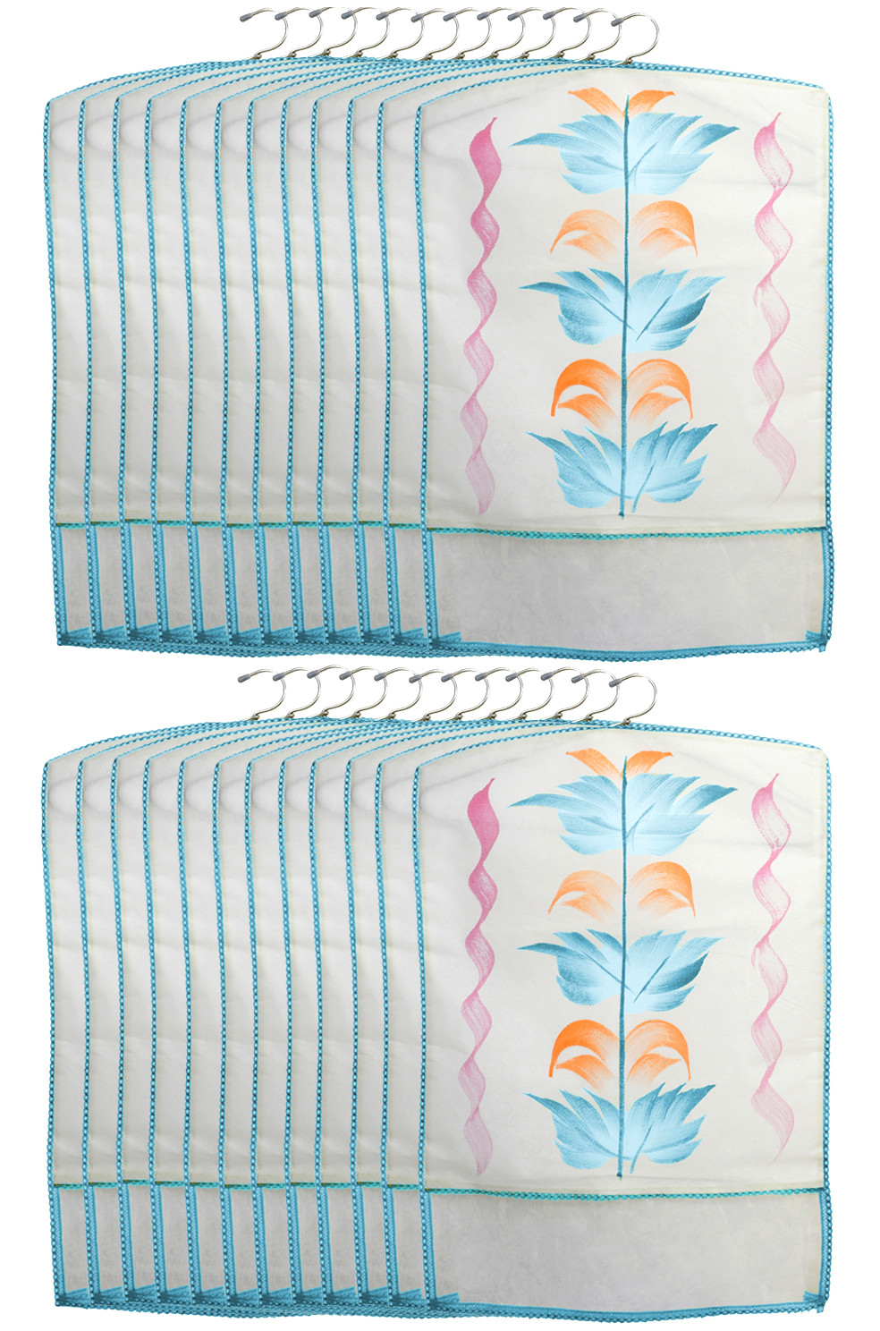 Kuber Industries Printed Non Woven Hanging Saree Cover Wardrobe Organiser (Blue) -CTKTC38911