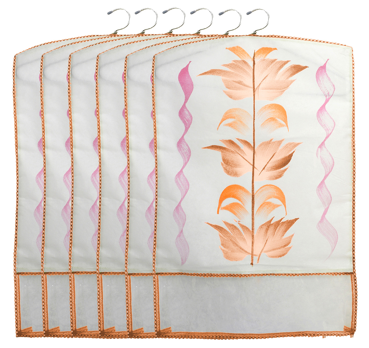 Kuber Industries Printed Non Woven Hanging Saree Cover Wardrobe Organiser (Brown) -CTKTC38935